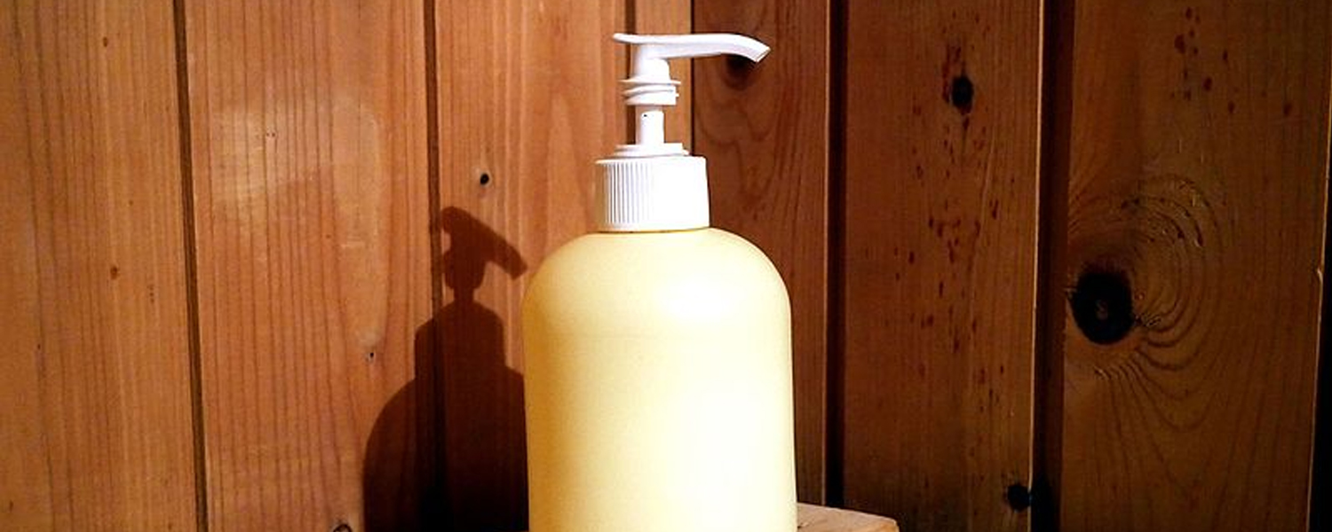 shampoo bottle in a spa